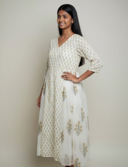 White Cota Dress with Side Gathers