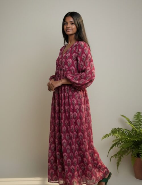 Red Cota Block Print Dress